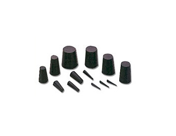 0.656" x 0.500" x 1.000" Black EPDM Tapered Plug - 100/Bag