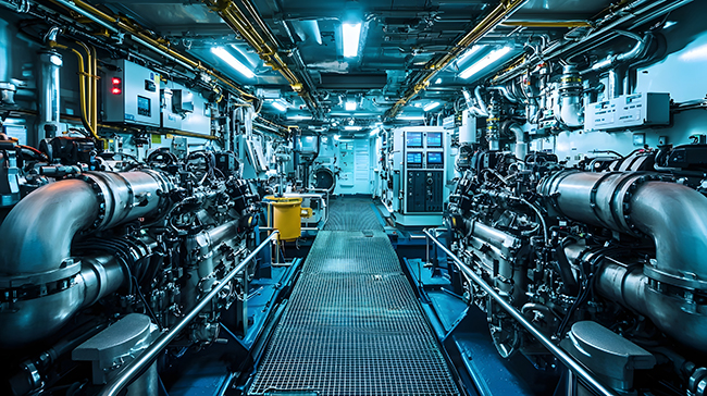 Engine room of a large cargo ship