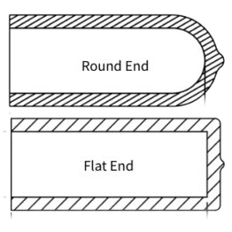 Diagram view of end types - round and flat